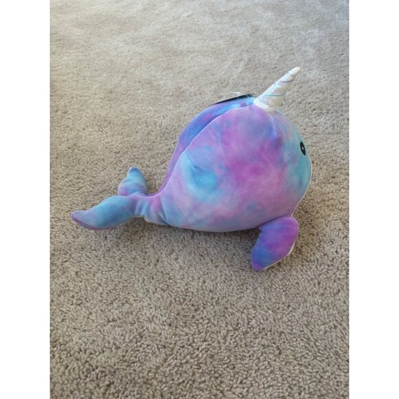 NWT Squishmallows Hallie Narwhal Plush Toy Pastel Tie-Dye Colors Cute & Cuddly - Picture 4 of 9